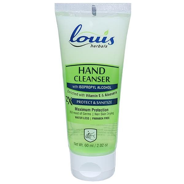 Louis Herbals Hand Cleanser with Isopropyl Alcohol (70%), Vitamin E & Aloevera 60 ml