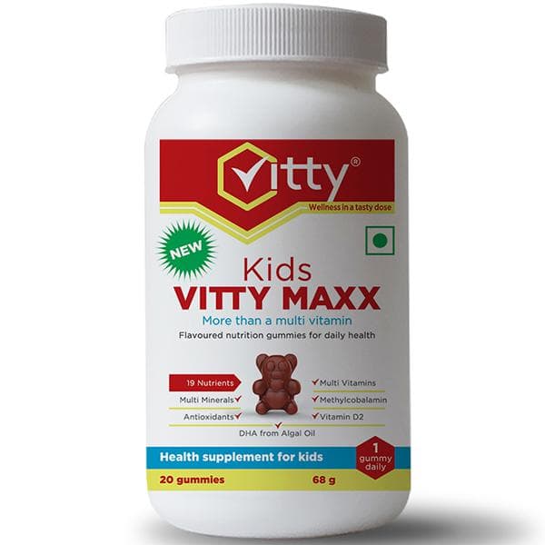 Vitty Maxx Kids Raw Mango & Orange Flavoured Nutrition Gummies Pack Of 20