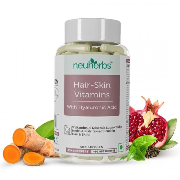 Neuherbs Hair Skin Vitamins with Hyaluronic Acid 60 Capsules