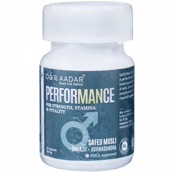Aadar Good Old Habits Performance Safed Musli + Shilajit + Ashwagandha 500 mg 60 Capsules