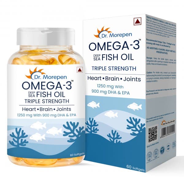 Dr. Morepen Omega 3 Deep Sea Fish Oil Triple Strength 1250 mg 60 Softgels