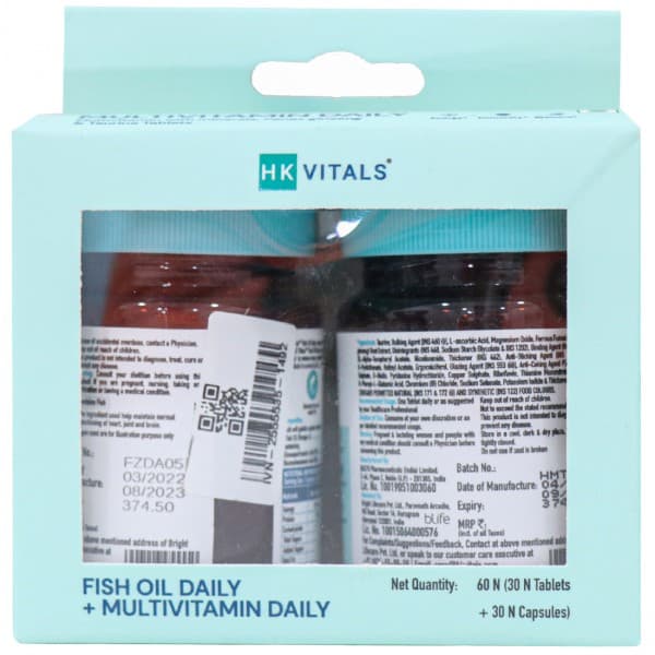 Healthkart HK Vitals Combo (Fish Oil Daily & Multivitamin Daily) (30 Tablets + 30 Capsules)