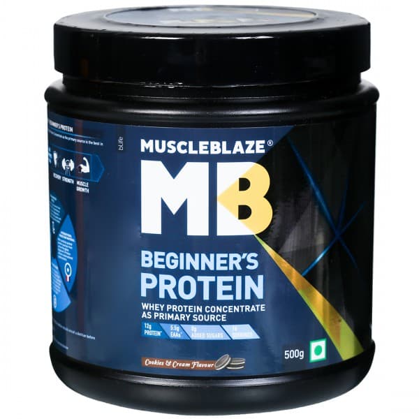 MuscleBlaze Beginners Protein Cookies & Cream Flavour Powder Jar 500 g