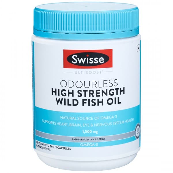 Swisse Ultiboost Odourless High Strength Wild Fish Oil Omega 3 1500 mg 200 Capsules