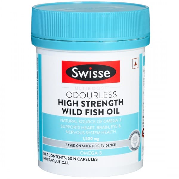 Swisse Ultiboost Odourless High Strength Wild Fish Oil Omega 3 1500 mg 60 Capsules