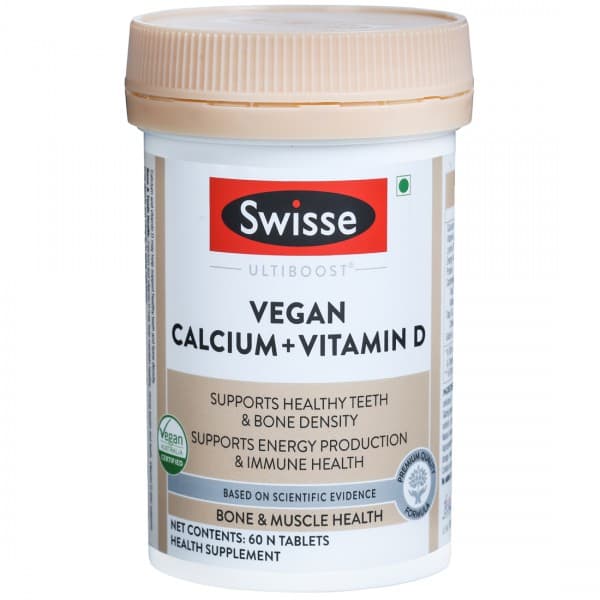 Swisse Ultiboost Vegan Calcium + Vitamin D for Bone & Muscle Health 60 Tablets