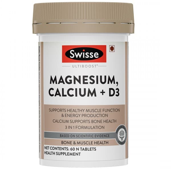 Swisse Ultiboost Magnesium Calcium + D3 for Bone & Muscle Health 60 Tablets
