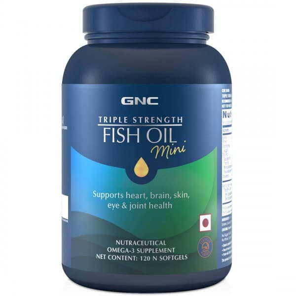 GNC Triple Strength Fish Oil Mini 750 mg with 450 mg of EPA/DHA Omega-3S Soft Gelatin 120 Capsules