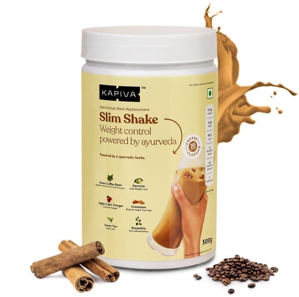 Kapiva Slim Shake Nutritional Meal Replacement with 6 Ayurvedic Herbs Coffee Flavour 500 g