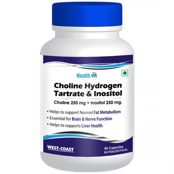 HealthVit Choline Hydrogen Tartrate 250 mg & Inositol 250 mg 60 Capsules