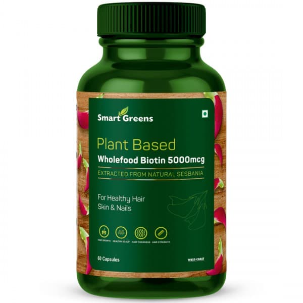 Smart Greens Plant Based Wholefood Biotin 5000 mcg 60 Capsules