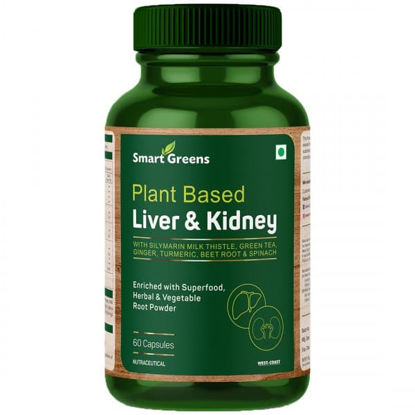 Smart Greens Plant Based Liver & Kidney Enriched with Superfood, Herbal & Vegetable Root Powder 60 Capsules
