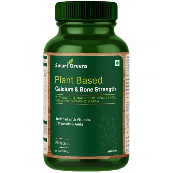 Smart Greens Plant Based Calcium & Bone Strength Enriched with Vitamin, 6 Minerals & Amla 60 Tablets