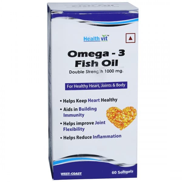 HealthVit Omega 3 Fish Oil 1000 mg for Healthy Heart, Joints & Body 60 Softgels