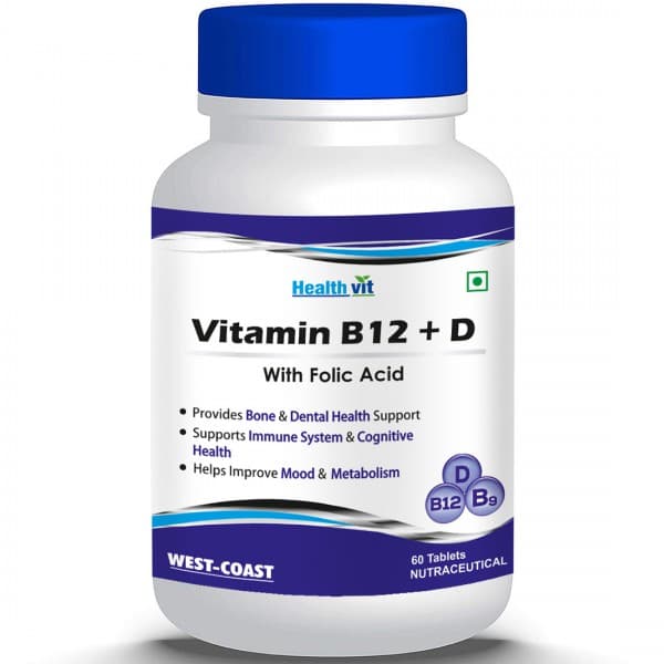 HealthVit Vitamin B12 + D with Folic Acid 60 Tablets