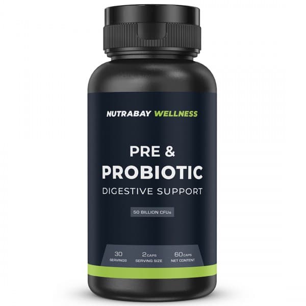 Nutrabay Wellness Pre & Probiotic Digestive Support 50 Billion CFUs 60 Capsules