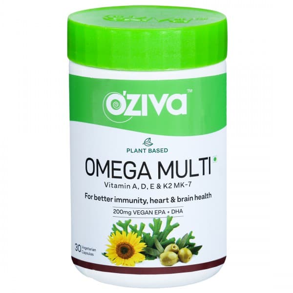 Oziva Plant Based Omega Multi Vitamin A, D, E & K2 MK-7 200 mg 30 Capsules