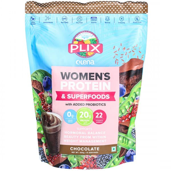 Plix The Plant Fix Olena Womens Protein & Superfoods Chocolate Flavour 500 g