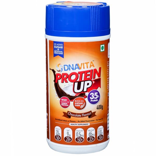 DNAVITA Protein Up High Protein Health Supplement Chocolate Jar 400 g
