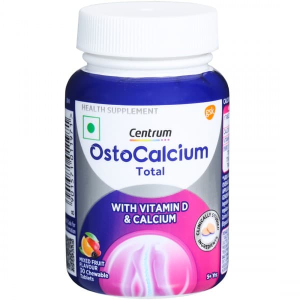 Centrum Ostocalcium Total Mixed Fruit Flavour (5+ Years) 30 Chewable Tablets