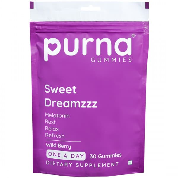 Purna Gummies Sweet Dreamzzz Melatonin Wild Berry Dietary Supplement 30 Gummies