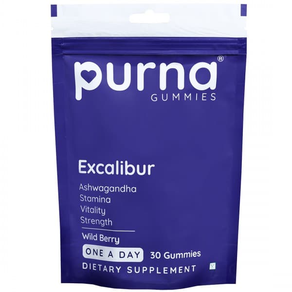 Purna Gummies Excalibur Ashawagandha Wild Berry Dietary Supplement 30 Gummies