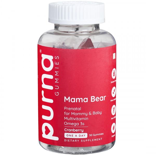 Purna Gummies Mama Bear Multivitamin Omega 3s Cranberry Dietary Supplement 30 Gummies