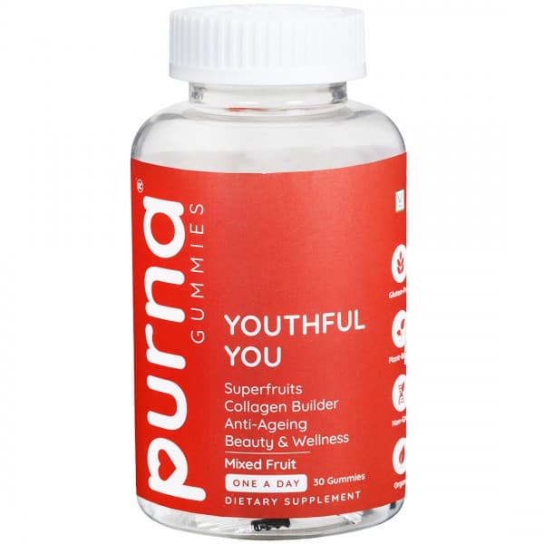 Purna Gummies Youthful You Mixed Fruit Dietary Supplement 30 Gummies