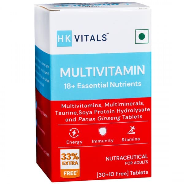 Healthkart HK Vitals Multivitamin 18+ Essential Nutrients (Free 33% Extra) 30 Tablets