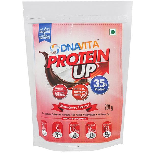 DNAVITA Protein Up- High Protein Health Supplement Strawberry Refill 200 g