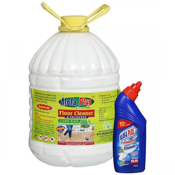 Alofa Plus Floor Cleaner & Freshener Citro Base (Free Alofa Plus Toilet Cleaner 250 ml) 5 L