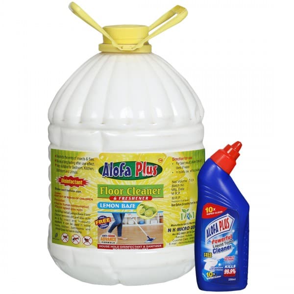 Alofa Plus Floor Cleaner & Freshener Lemon Base (Free Alofa Plus Toilet Cleaner 250 ml) 5 L