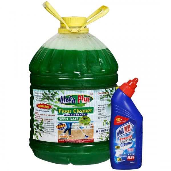Alofa Plus Floor Cleaner & Freshener Neem Base (Free Alofa Plus Toilet Cleaner 250 ml) 5 L