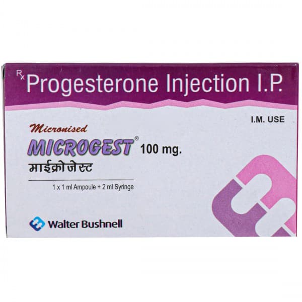 Microgest 100 mg Injection 1 ml (Free 2 ml Syringe)