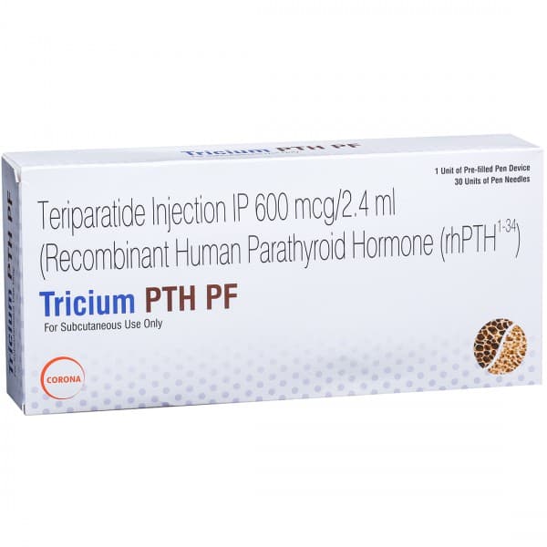 Tricium PTH PF 600 mcg/2.4 ml Pre Filled Pen (Free 30 Needles)