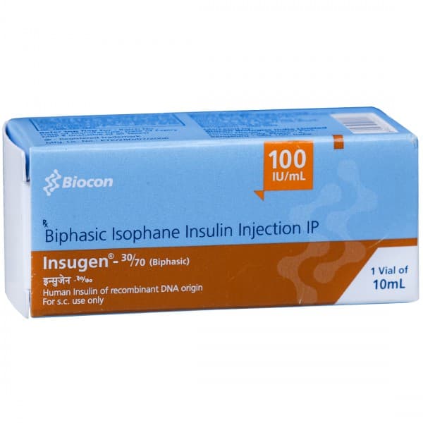 Insugen 30/70 (Complimentary 100iu Syr) 100 Iu/ml Inj Vial 10 ML