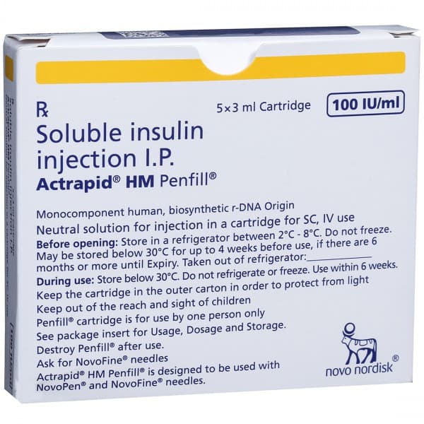 Actrapid HM Penfill 100 IU Injection 3 ml Cartridge (5 Cartridge)