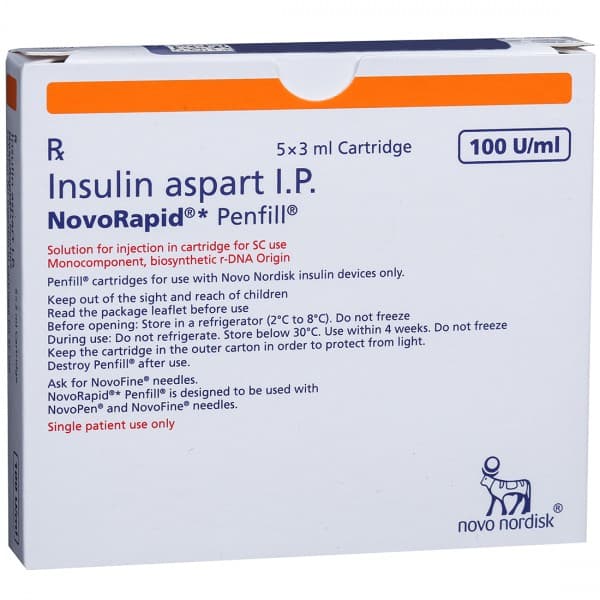 Novorapid Penfill 100 IU Inj 3 ml Cartridge (5 Pcs)