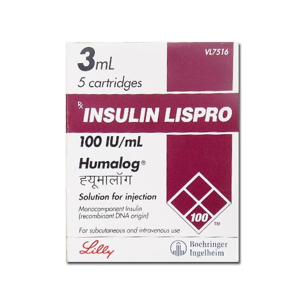 Humalog Lispro 100 Iu/ml 3 ML Cartridge (5 Cartridge)