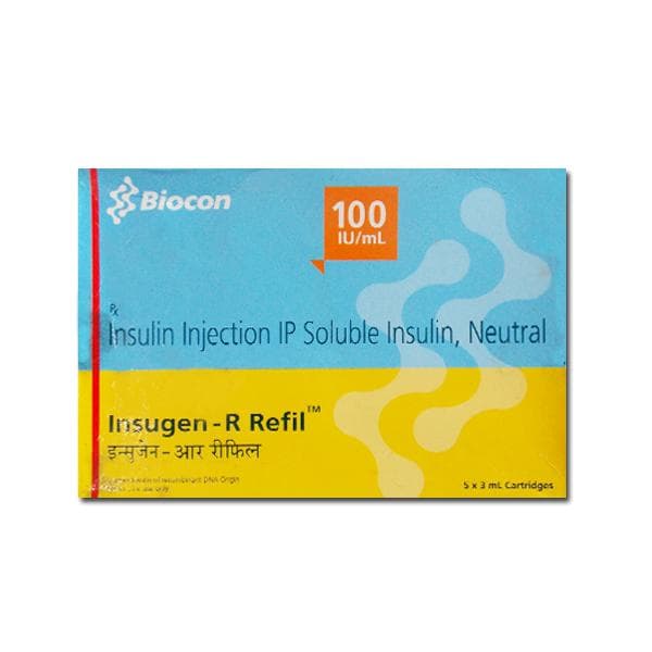 Insugen R Refil 100 IU Inj 3 ml Cartridge (5 Pcs)