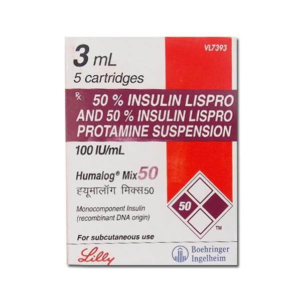 Humalog Mix 50 100 Iu/ml 3 ML Cartridge (5 Cartridge)
