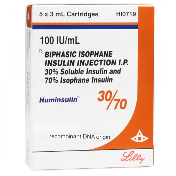 Huminsulin 30/70 100 IU Injection 3 ml Cartridge (5 Cartridge)