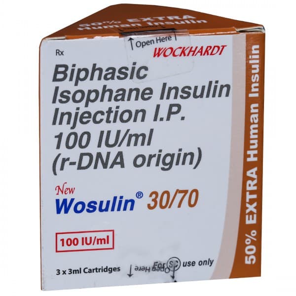 Wosulin (New) 30/70 Injection 100 IU 3 ml Cartridge (3 Cartridge)