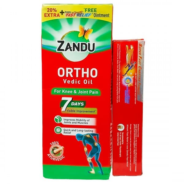 Zandu Ortho Vedic Oil (20% Extra) (Free Zandu Fast Relief Ointment 15 ml) 100 ml