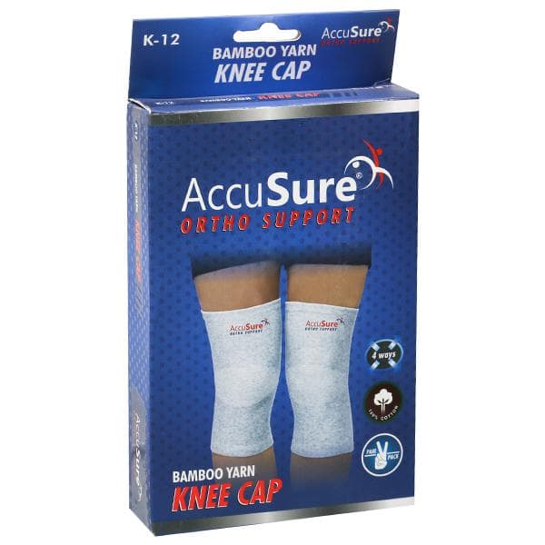 AccuSure Ortho Support Bamboo Yarn Knee Cap L Pack Of 2