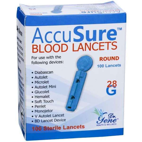 Accusure Blood Lancet Round 28G Pack Of 100
