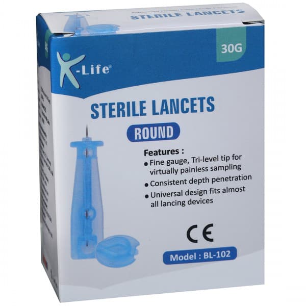 K Life Sterile Lancets Round (BL-102) 30G Pack Of 100