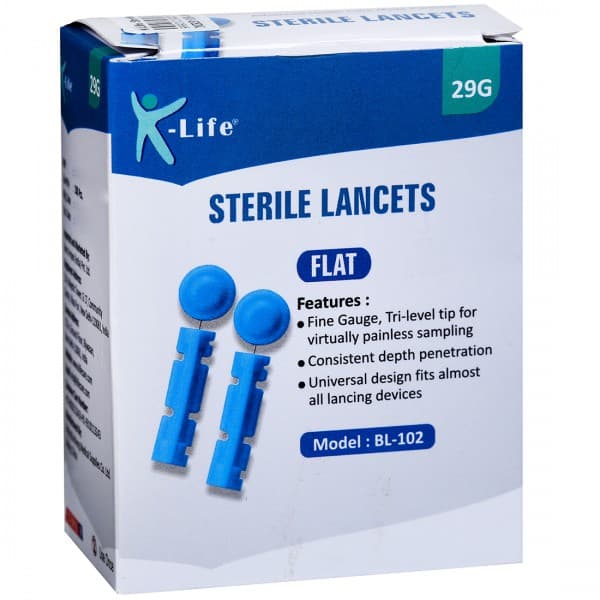 K Life Sterile Lancets Flat (BL-102) 29G Pack Of 100