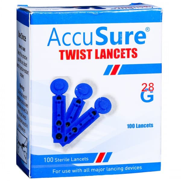 Accusure Twist Lancets 28G Pack Of 100
