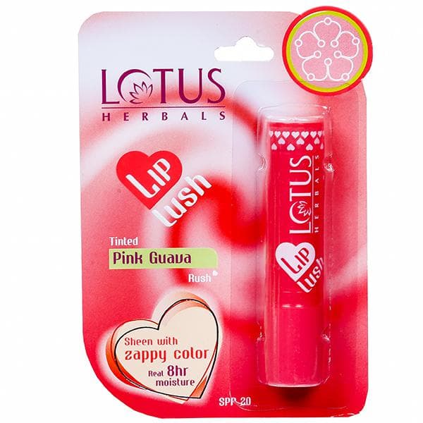 Lotus Herbals Lip Lush Tinted Lip Balm Pink Guava Rush SPF 20 4 g